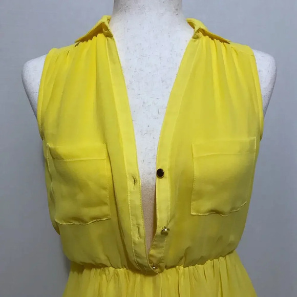H&M Yellow Blouson Mini Dress Women 4 - Picture 3 of 12